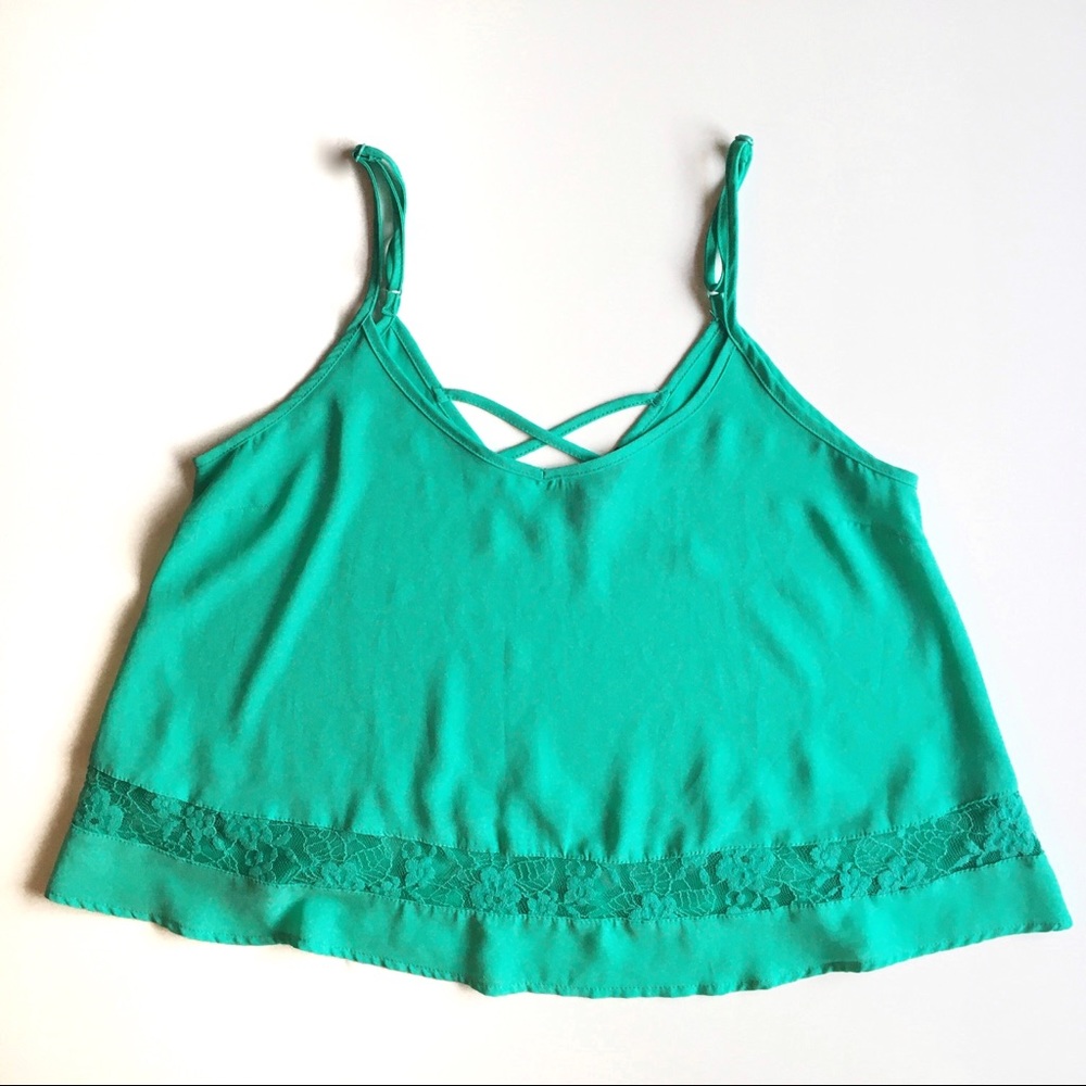 Teal sleeveless spaghetti strap top in size medium